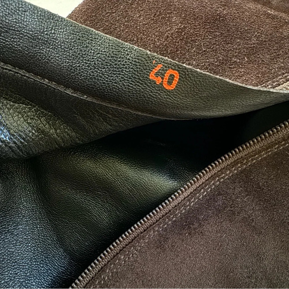 Prada Suede Wedge Boot Logo Side with Zipper Closure Brown Size 40 or US 10 - Picture 12 of 15
